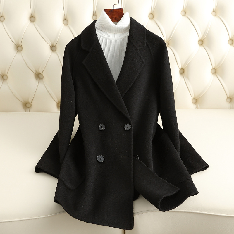 Double-sided cashmere coat women's long short short 2023 autumn and winter new small fragrant style wool coat women's wholesale