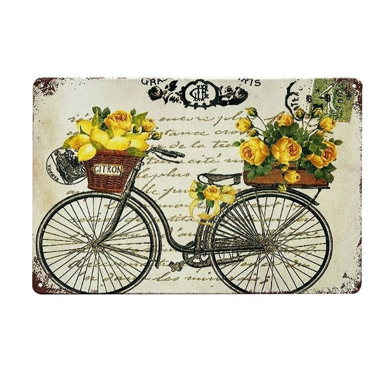 Pintura de hojalata pastoral Flor antigua retro Arte de hierro Pintura colgante pequeña Jardín al aire libre Balcón Decoración de pared Colgante transfronterizo