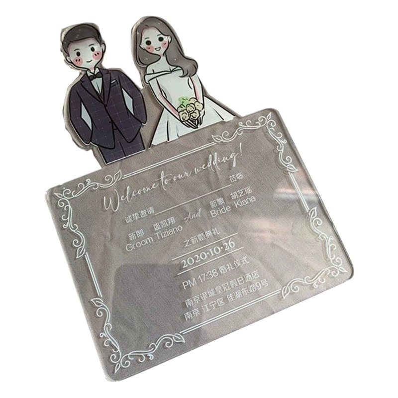 Акриловые свадебные приглашения карты свадьба кристалл прозрачный приглашение карты свадебная открытка Онлайн Красный Творческий мультфильм свадебная открытка приглашение