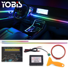 yobis跨境led车载点烟器USB幻彩隐藏式亚克力氛围灯256色灯条灯带