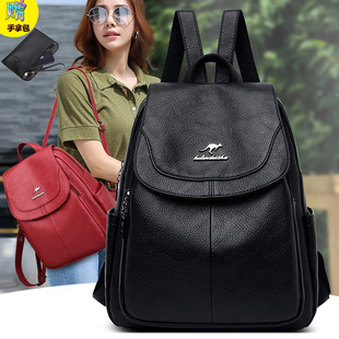 Casual Backpack Women's 2024 New All-match Large Capacity Soft Leather Student Schoolbag Outdoor Travel Backpack Women's Bag
