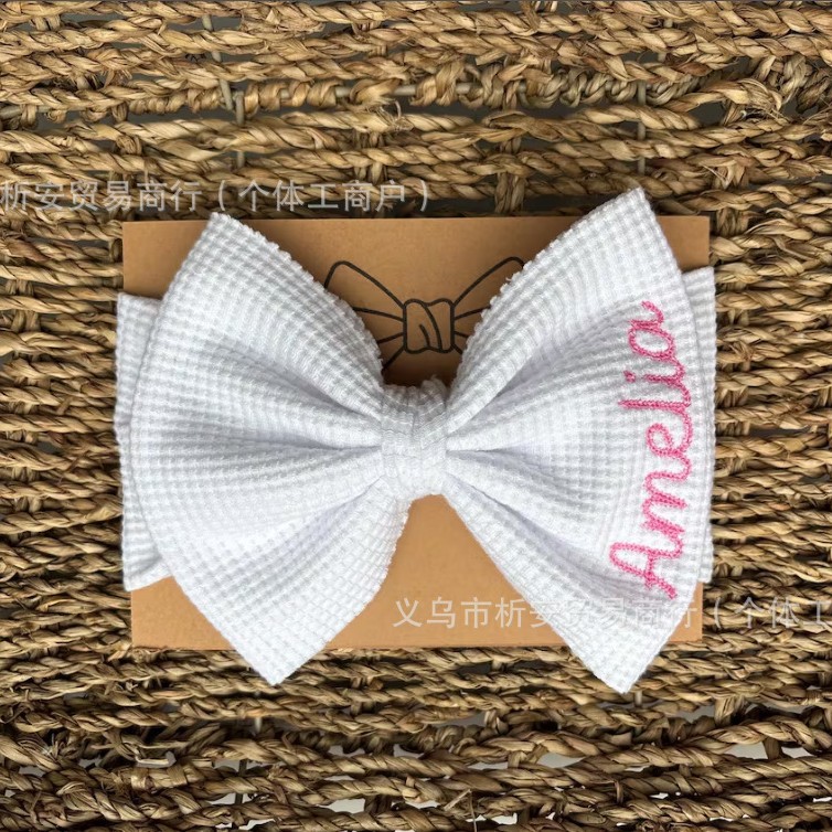 Etsy Hot Selling Embroidered Kidsren's Hair Accessories DIY Fabric Hairband Baby Headband Headband Nylon Large Bow Head Flower