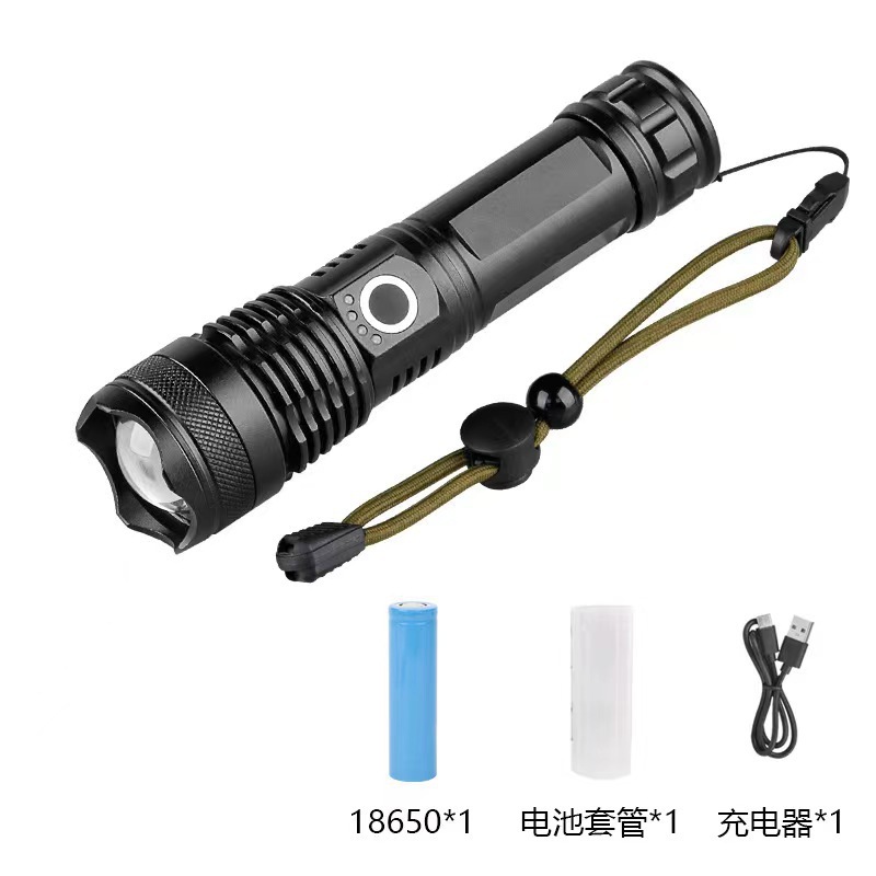 The new P50P90 aluminum alloy flashlight flood emergency warning electric telescopic zoom flashlight