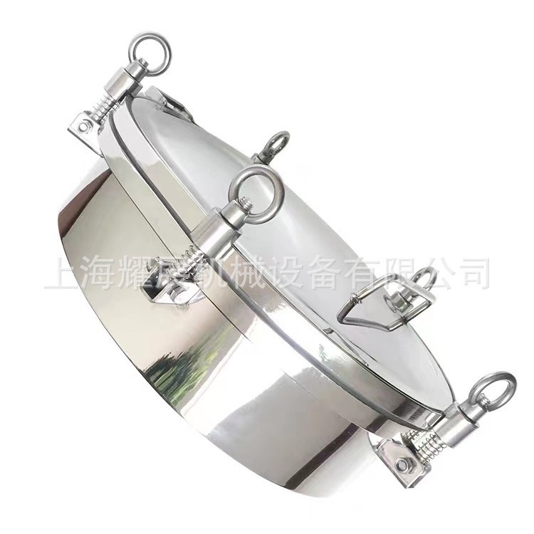 304/316L不锈钢压力人孔盖吊环法兰卫生级常压圆孔门反应釜罐观察