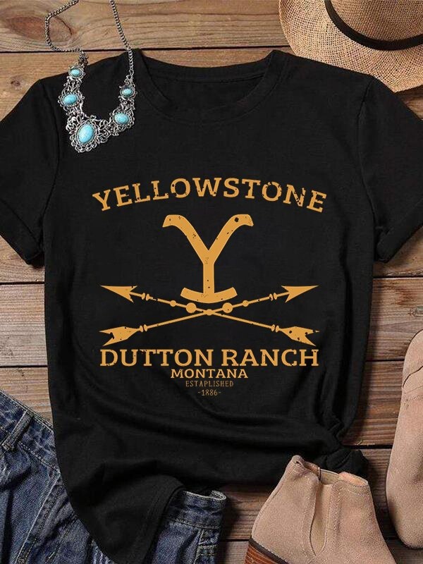 2021 Amazon New European and American Fashion Women's American TV Series yellowstone Printed yellowstone Casual Short-sleeved T-shirt