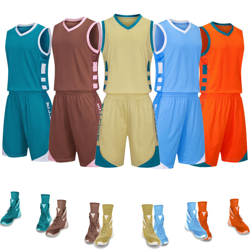 Wholesale Kidsren's Basketball Uniform Suit Men's and Women's Summer Training Camp Sports Team Uniform Campus DIY Printed Number Printed Blue Jersey