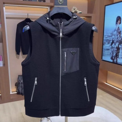 欧版轻奢秋季新款连帽拉链马甲品质时尚潮流简约男士轻奢秋冬外套