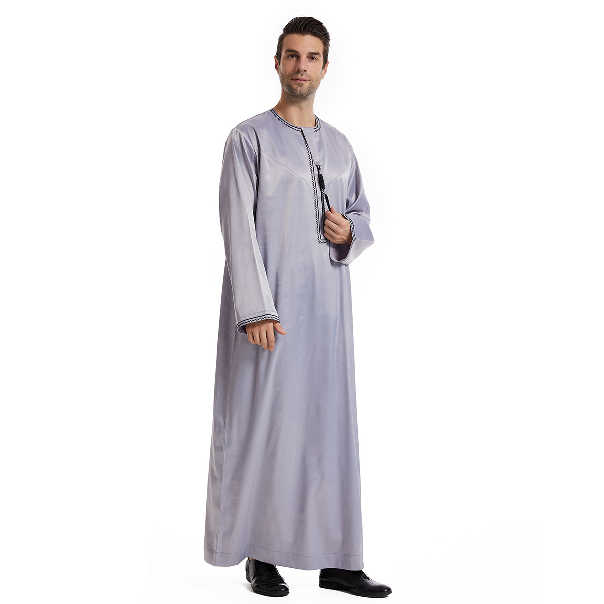 Pánské oblečení, pánská abája z Blízkého východu, jednoduchý muslimský kaftan_voghion.com