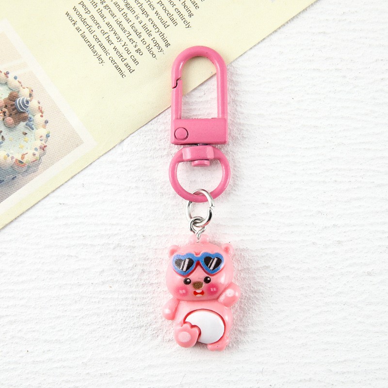 카툰 레진 키링/안경 쓴 아기 비버