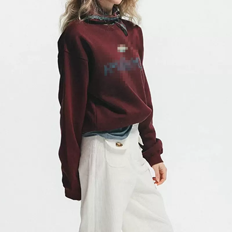 现货ROOMA 老钱风安可拉红复古印花卫衣2025新款美式宽松卫衣印花