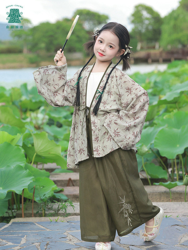 秋款上新女童汉服新中式儿童套装国风日常可穿三件套潮流风亲子装|undefined