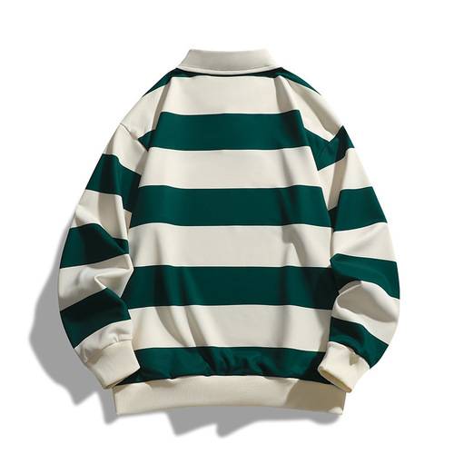 Spring and Autumn New Independent Station Trendy Loose Streetwear Plaid Hong Kong Style Double Pearl Ground Sweatshirt for Men and Women