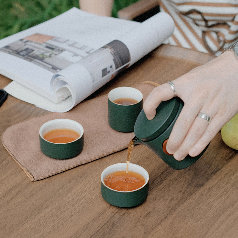 Juego de Té de Viaje Portátil de Cerámica con Tetera y Tazas para Exteriores y Regalo image 4