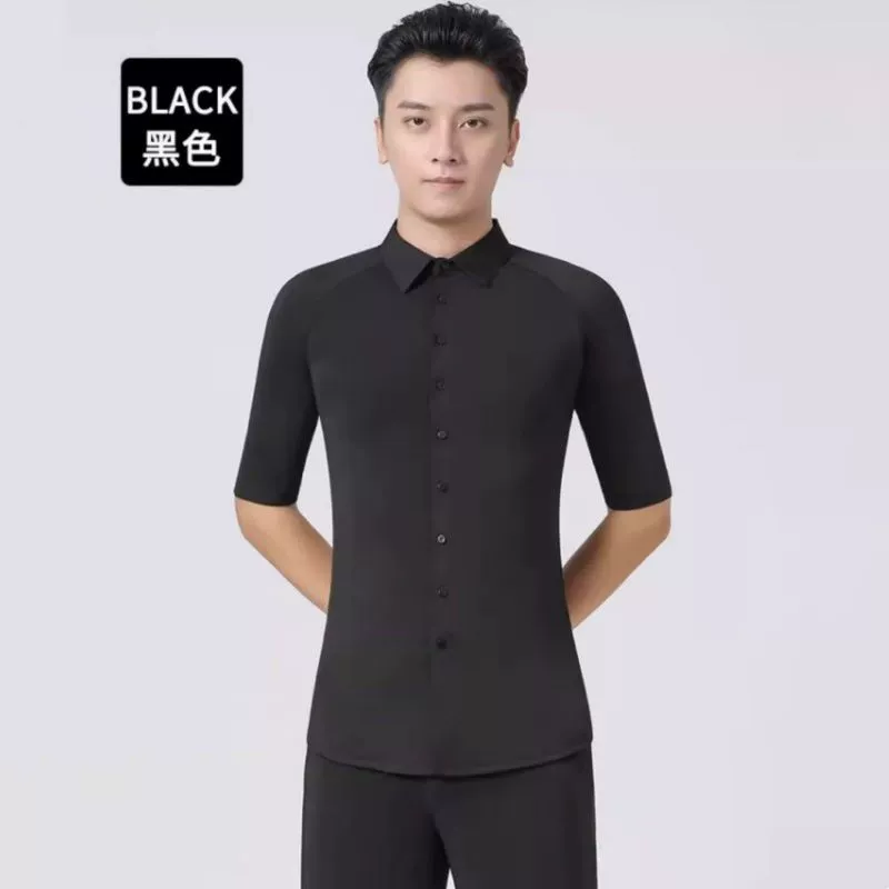 Танцевальная рубашка, одежда для бальных танцев, топ для танцев, высококачественная новая мужская трехступенчатая танцевальная одежда со средним рукавом