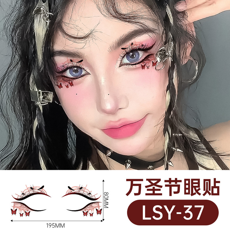 ハロウィンフェイスステッカータトゥーステッカーアイステッカーカボチャクモの巣アイステッカーパーティーフェイスステッカー新しい一時的なメイクアップ防水|undefined