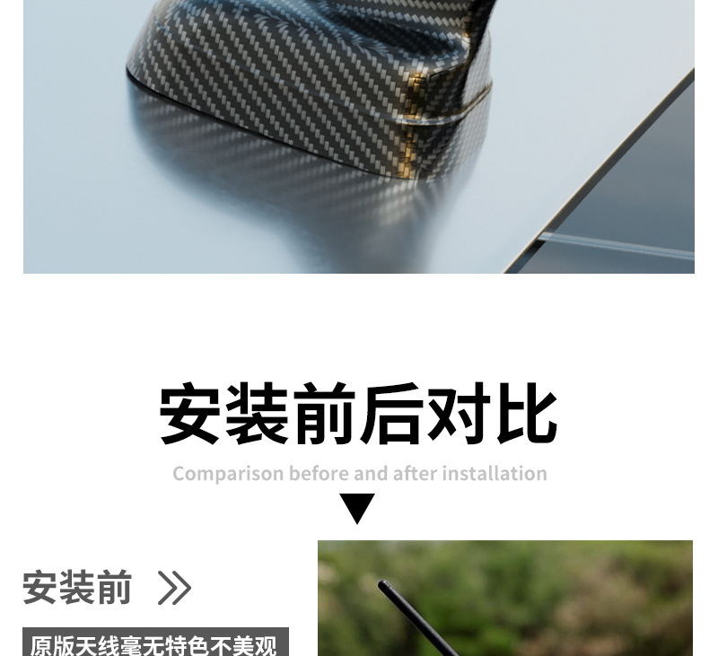 Cross-Border Car Antenna Carbon Pattern Decoration Car Shark Fin Antenna Car Roof Modification Car Antenna Pole External Antenna