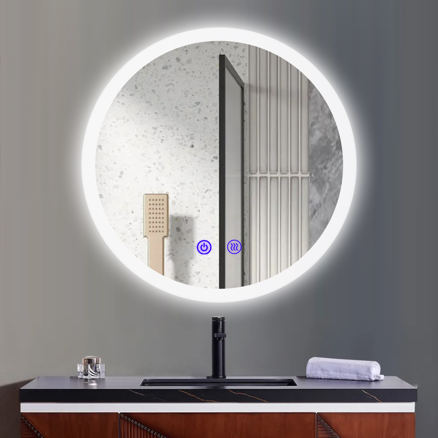 Nordic Smart LED bathroom mirror and bathroom makeup round mirror…