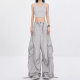 American retro high street overalls men's straight wide leg casual pants 2024 new fashion ins trousers