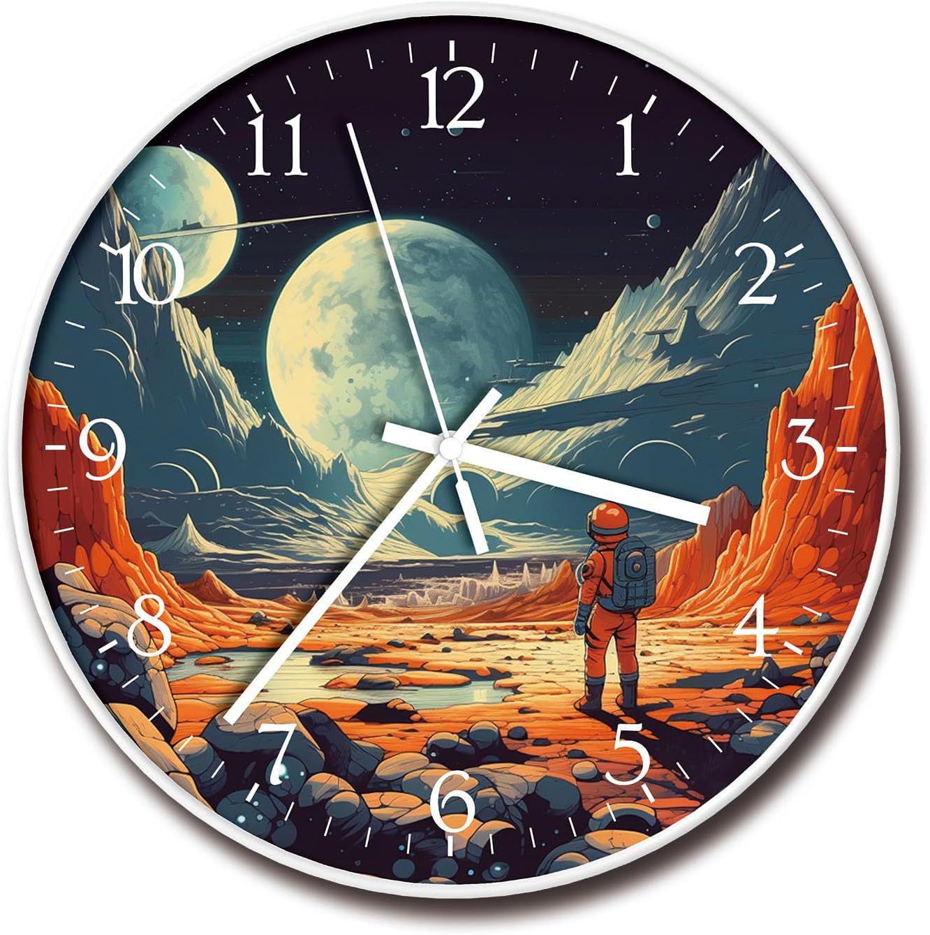 跨境墙壁12寸挂钟塑料圆形简约时尚卧室客厅数字高级感圆形钟表