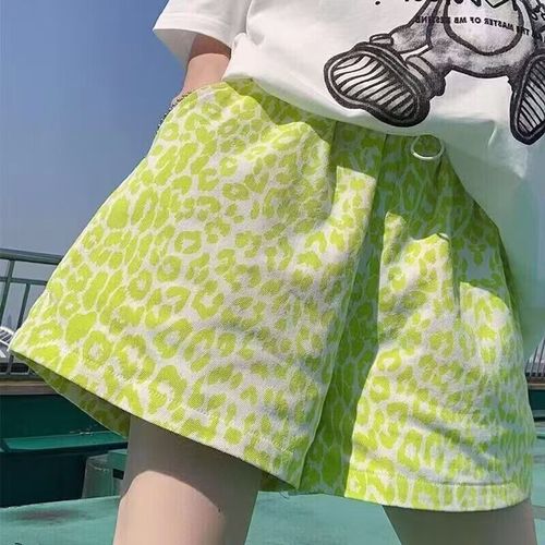 Beach shorts with elastic leopard print wide-leg ultra-thin slimming loose versatile dancing pants with high-waist