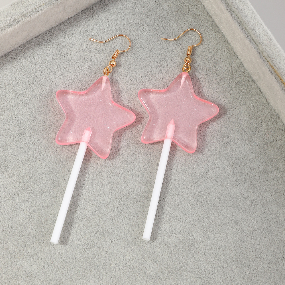 Fashion Candy Color Resin Creative Star Lollipop Earrings display picture 4