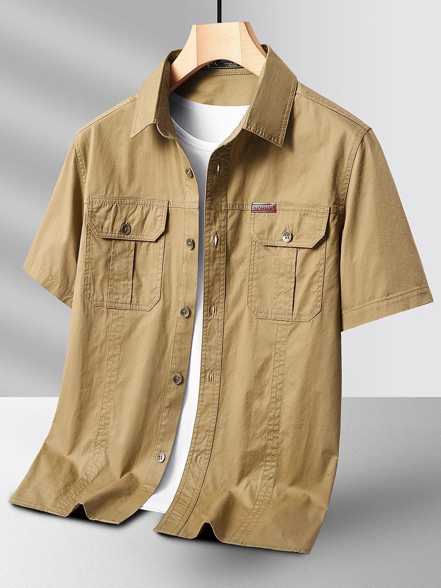American Workwear Trendy Casual Short-Sleeved Shirt for Men 2025 Summer New Fashion Multi-Flap Pocket Pants Shirt Jacket