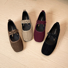 跨境外貿加工定制法式平底瑪麗珍鞋百搭一字式扣帶單鞋軟底奶奶鞋