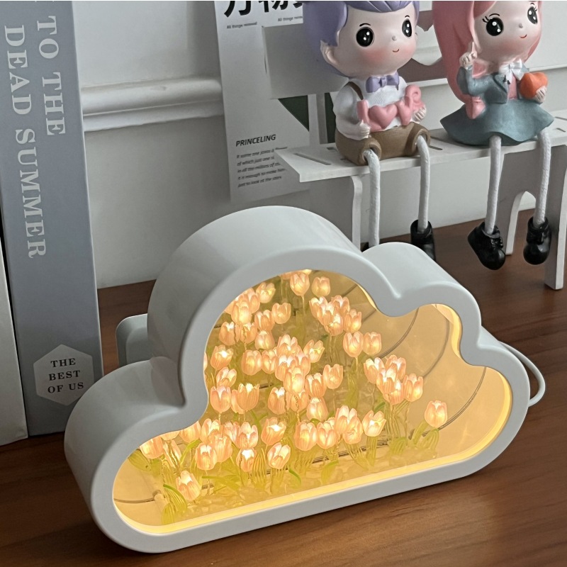 Nube Tulip espejo noche luz regalo para niñas vacaciones creativo escritorio decoración regalo dormitorio linterna