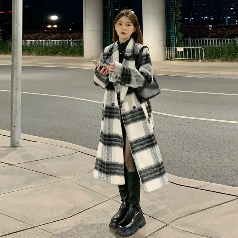 Demi-season woolen coat, 2023, increased thickness, loose fit, high-quality style