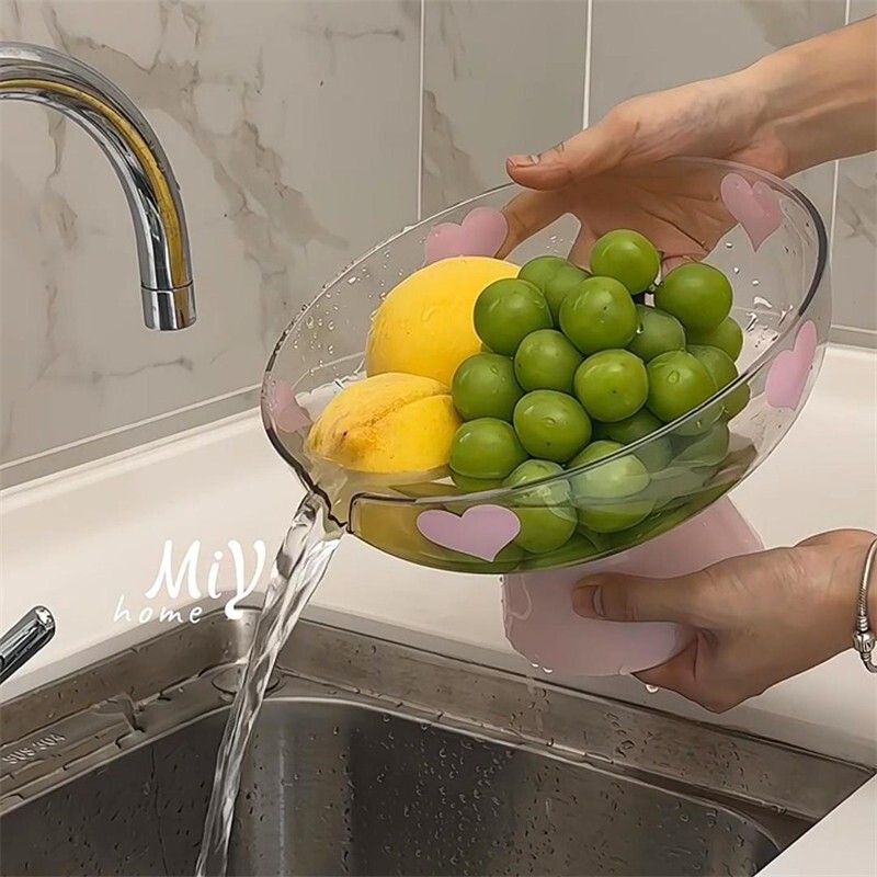 水果盘客厅茶几果盘家用沥水盆高颜值厨房洗菜篮创意零食盘干果盘|undefined