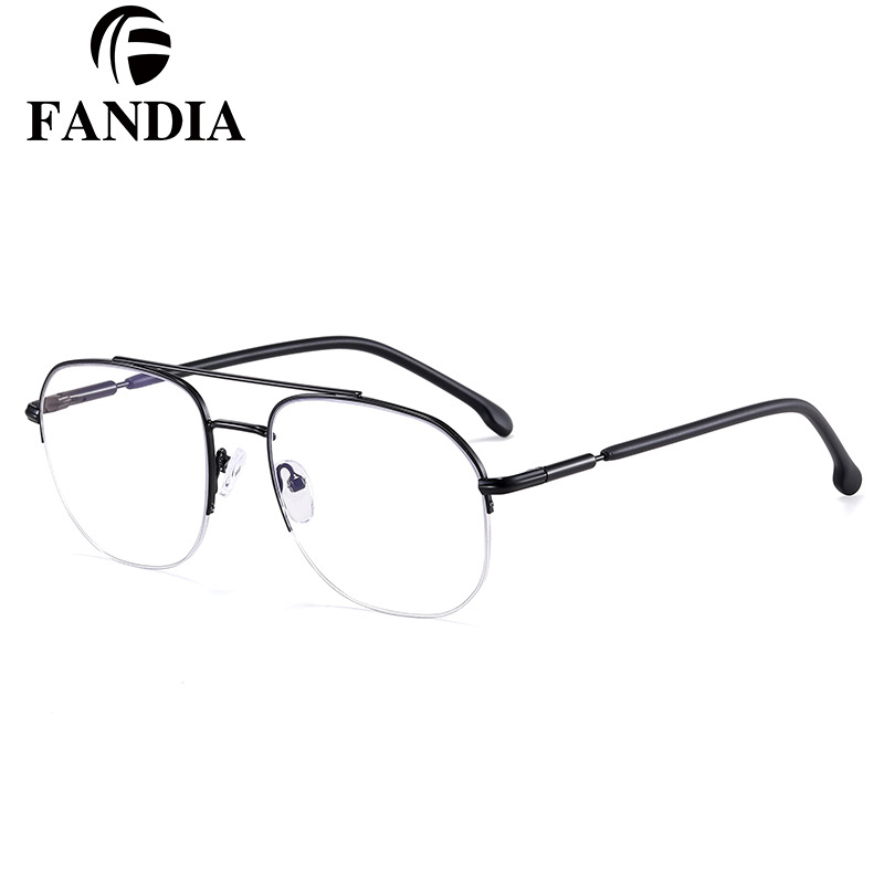 95926 Comercio exterior tendencia medio marco gafas marco hombres y mujeres mismo metal anti-azul gafas de luz puede ser equipado con gafas de miopía