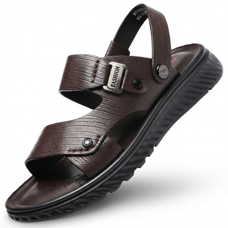 Sandals Men's Genuine Leather Casual Sports Beach Shoes Summer New Trendy Soft-Soled Dual-Purpose Slippers Non-Slip Sandals