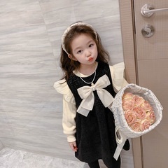 女童小香風連衣裙冬2023新款洋氣加絨秋裝裙子寶寶生日禮服公主裙