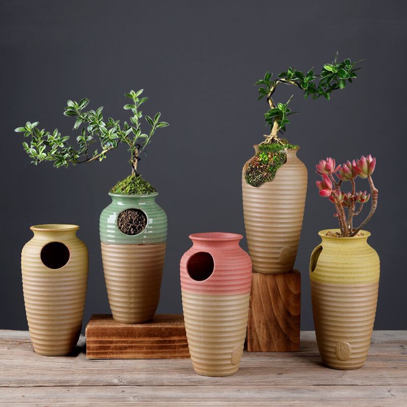 Rough Pottery Cut-Edge Vintage Succulent Flower Pot, Creative and Unique Retro Ceramic Pot, Breathable Tall Pot, Special Clearance Sale for Potted Plants Rough Pottery Cut-Edge Vintage Succulent Flower Pot, Creative and Unique Retro Ceramic Pot, Breathable Tall Pot, Special Clearance Sale for Potted Plants