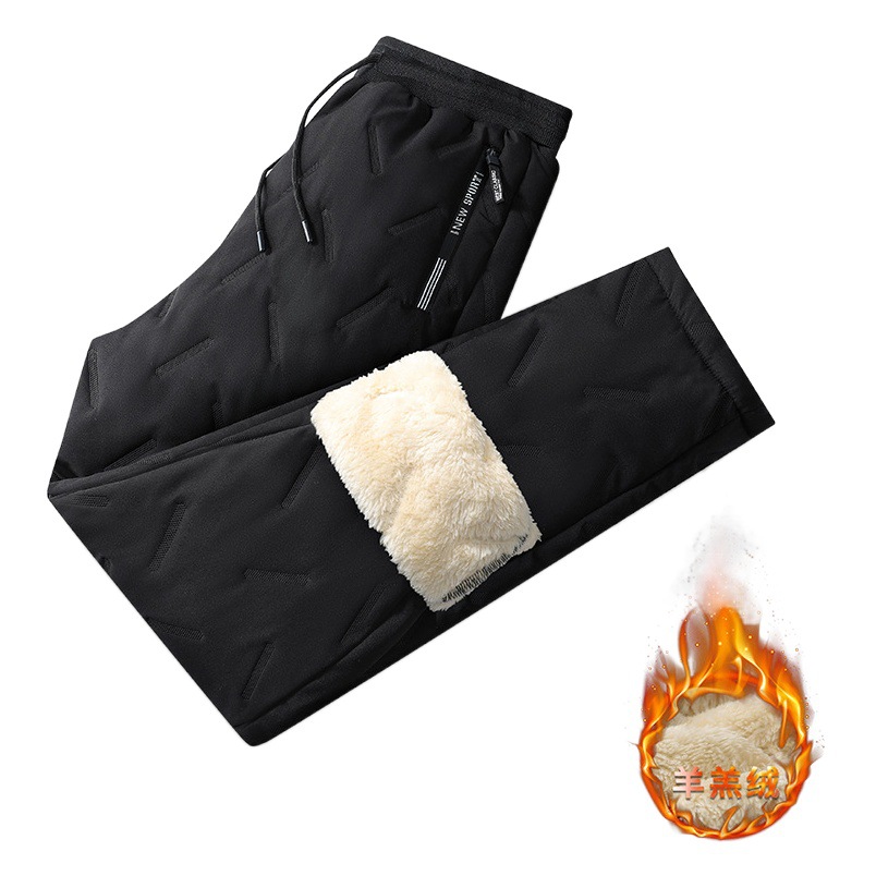 Pantalones de algodón impermeables lana de cordero forrados más tamaño Otoño e Invierno pantalones casuales cálidos a prueba de viento más lana de cordero pantalones de algodón Noreste