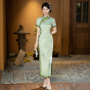 Haiqiong 2025 New Daily Long Cheongsam for Exams, Fresh and Elegant New Chinese Style National Style College Entrance Examination Cheongsam Dress