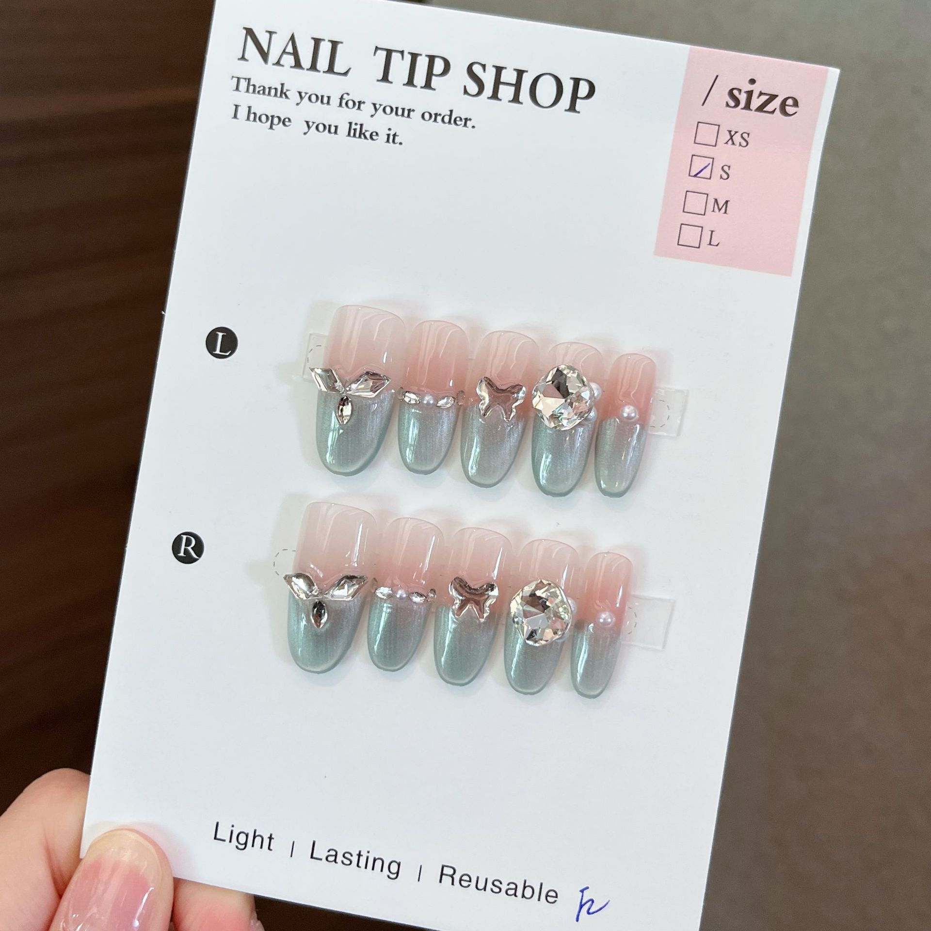 Mediano oval manicure ojo de gato usar uñas frescas parches de uñas azules parches de uñas productos terminados al por mayor