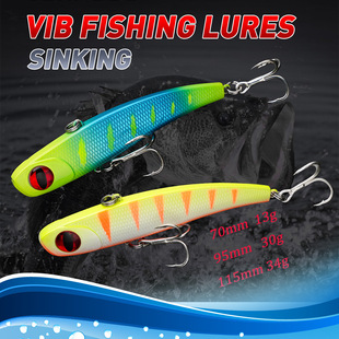 Cross-Border New Vib Lure Fake Bait Cocked Mouth Bass Sequins Long-Range Freshwater Blood Groove Hook Vibration Ice Fishing Long-Range Throw Vib