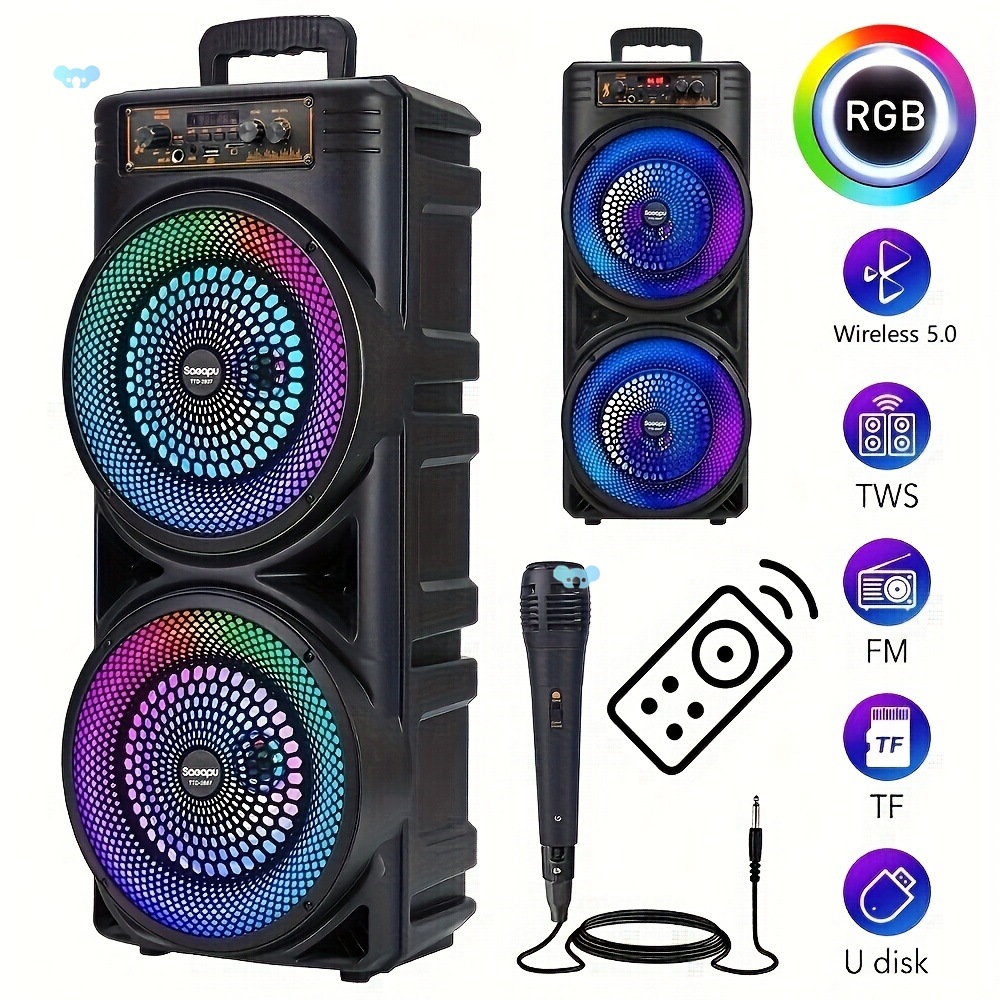 6000W Portable Party Speaker con Dual 8.5 Subwoofers rgb