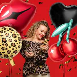 红色嘴唇樱桃豹纹组合气球套餐单身女郎生日狂欢派对装饰大红唇爱