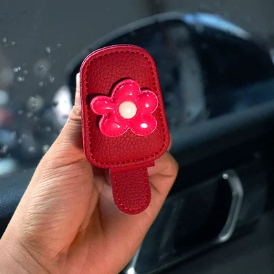 Car Glasses Clip/Bill Clip Car Sun Visor Storage - red-sunglasses-clip-red-flower-70g