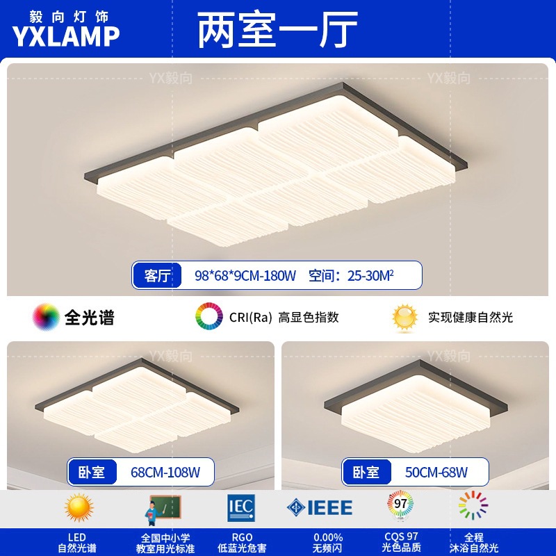 Luz de techo moderna y simple atmósfera 2025 nueva casa creativa Zhongshan paquete de lámparas de sala de estar lámpara principal