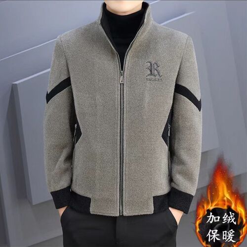Men's Autumn/Winter Hipster Style Korean Version Trendy Casual Wool Coat High-End Feel Warm Fleece Jacket