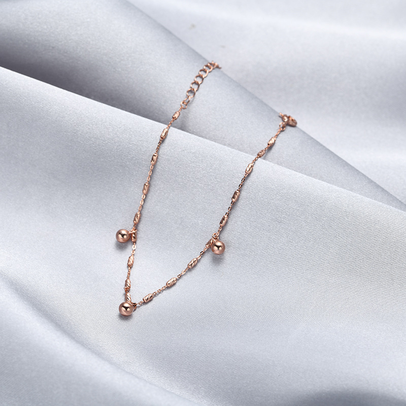 S925 cuentas redondas de plata esterlina pulsera de oro rosa personalidad femenina estilo coreano pulsera de cadena de cilindro a rayas pulsera joyería