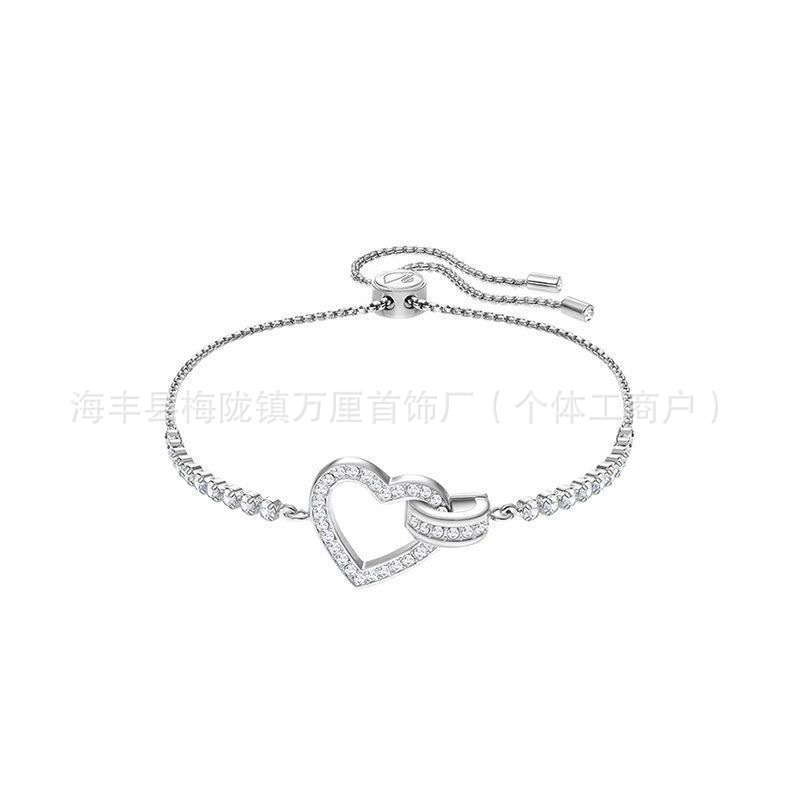 心形抽拉手链【白金色】