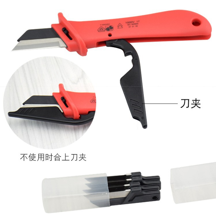 Mango de madera cuchillo plegable electricista con cuchilla y alambre y cable escariador peeling electricistas cuchillo