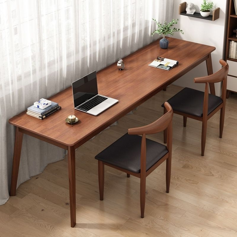 Long Narrow Table Against the Wall, Rectangular Office Desk, Double Desk, Home Computer Desk, Solid Wood Leg Workbench Long Narrow Table Against the Wall, Rectangular Office Desk, Double Desk, Home Computer Desk, Solid Wood Leg Workbench