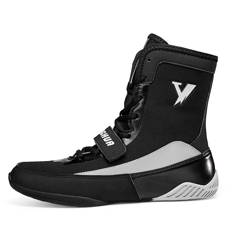 Fábrica directa de zapatos de lucha libre, zapatos de boxeo de entrenamiento de interiores, zapatos de boxeo de alto tamaño transfronterizos