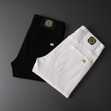 High Quality Three-proof Stretch Jeans Men's High-end White Trendy All-match Small Straight Trousers Fashion Ankle-length Pants