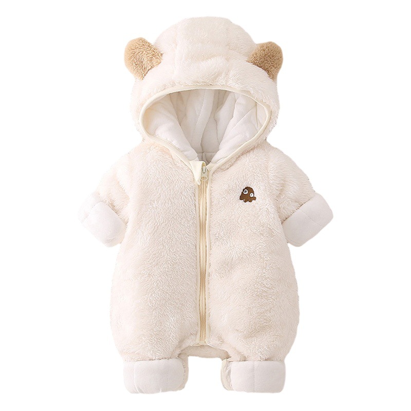 Bebé otoño e invierno ropa de algodón y engrosamiento mono lindo niños y niñas bebé franela caliente salida mameluco